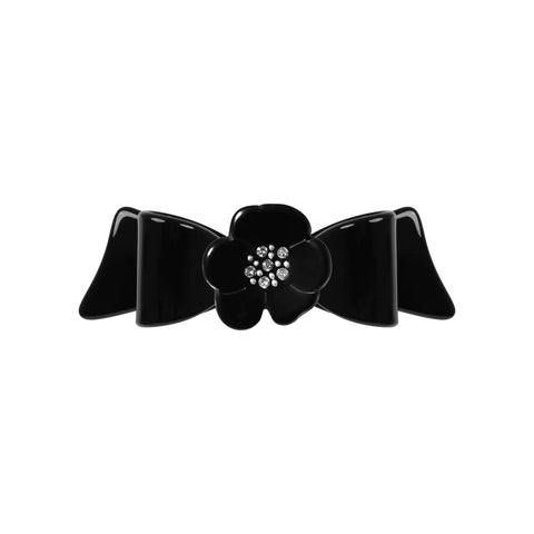 Paris Mode - Camellia Crystal Small Black Bow Hair Clip