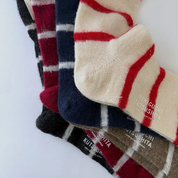 NISHIGUCHI KUTSUSHITA - Oslo Mohair Wool Border Sock