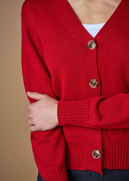 uimi - Agnes Cardigan - Merino Wool - Poppy