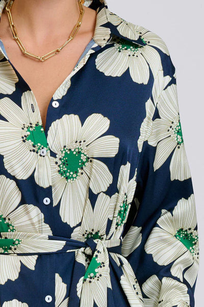 Shirty - The Luxe Luna Longline Shirt Dress - Navy and Green Floral