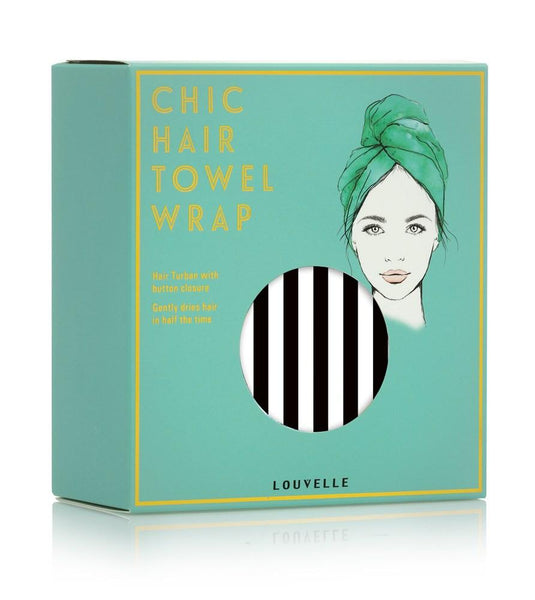 LOUVELLE - RIVA Hair Towel Wrap - Monochrome Stripe
