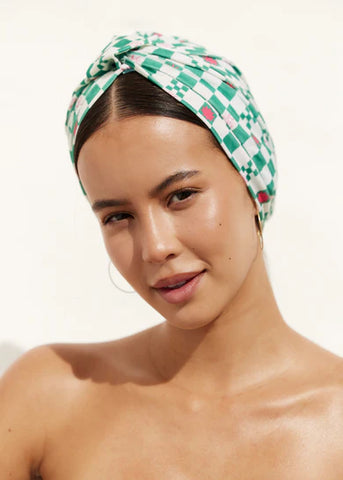 LOUVELLE - AMELIE Shower Cap - Green Check
