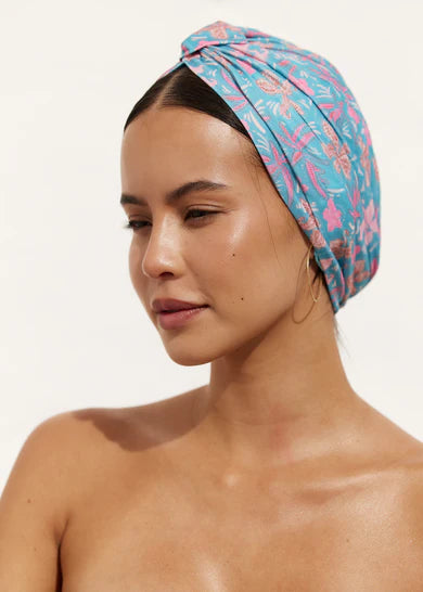 LOUVELLE - AMELIE shower cap - Teal Hibiscus