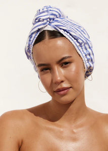 LOUVELLE - RIVA Hair Towel Wrap - Marine Stripe