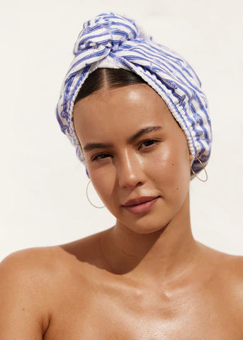 LOUVELLE - RIVA Hair Towel Wrap - Marine Stripe
