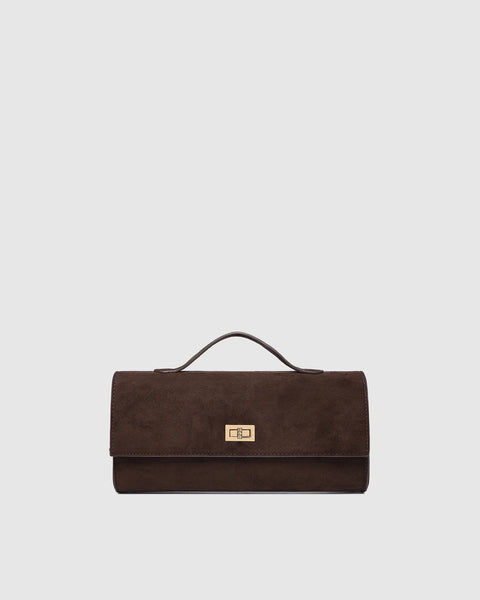 LouenHide - Delaney Suedette Clutch - Chocolate