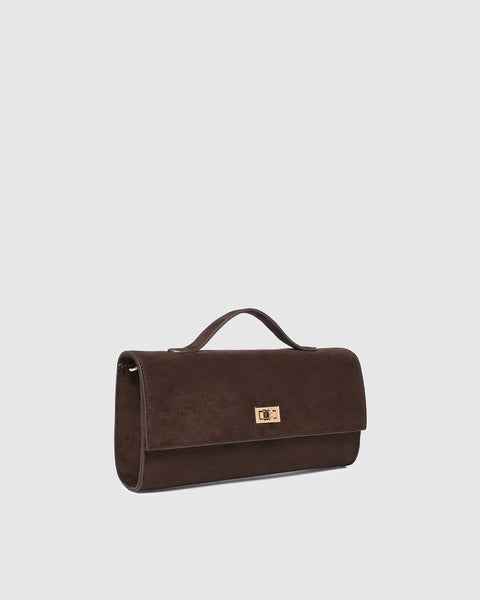 LouenHide - Delaney Suedette Clutch - Chocolate