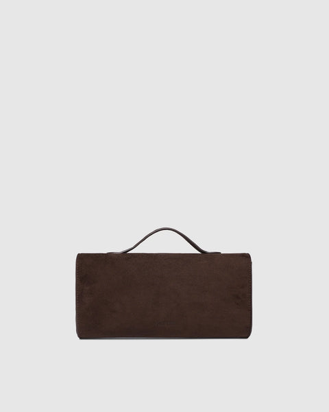 LouenHide - Delaney Suedette Clutch - Chocolate