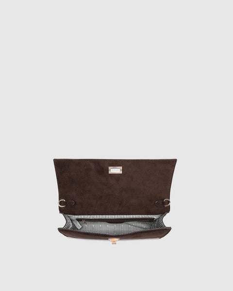 LouenHide - Delaney Suedette Clutch - Chocolate