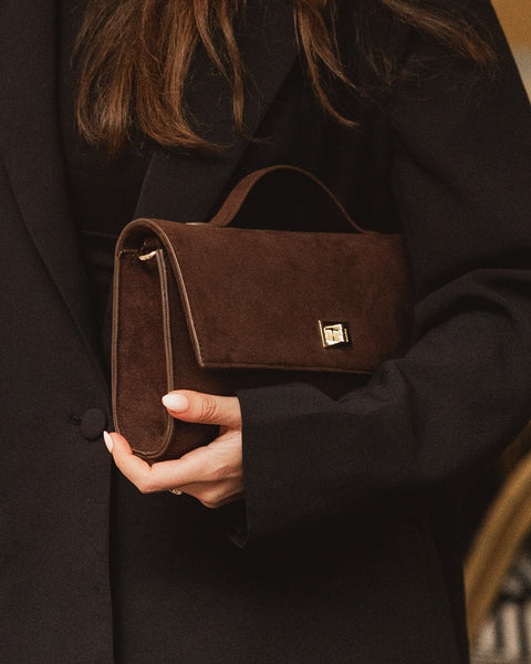 LouenHide - Delaney Suedette Clutch - Chocolate