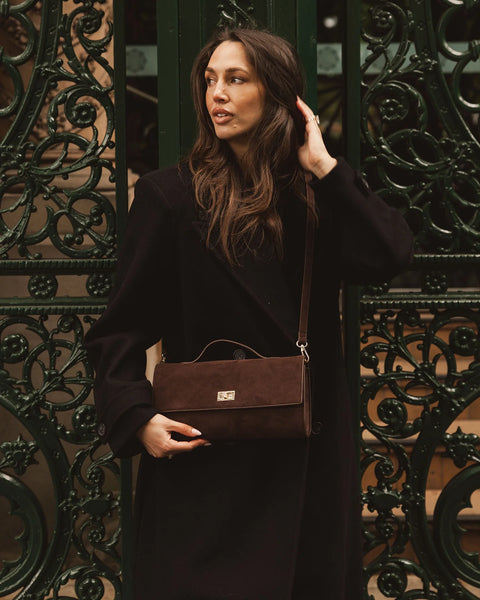 LouenHide - Delaney Suedette Clutch - Chocolate