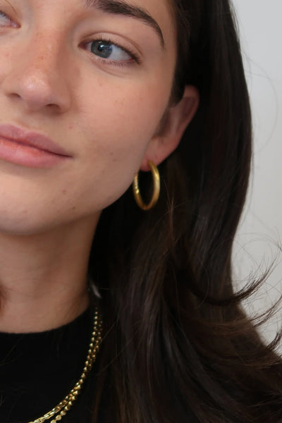 ZAFINO - Kendall Brushed Hoop - Large / Gold
