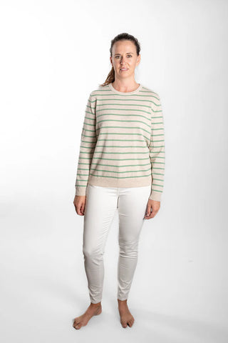 Bow & Arrow - Oatmeal and Mint Green Breton Crew