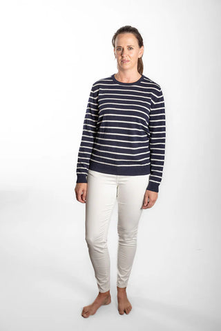 Bow & Arrow - Navy and White Breton Crew