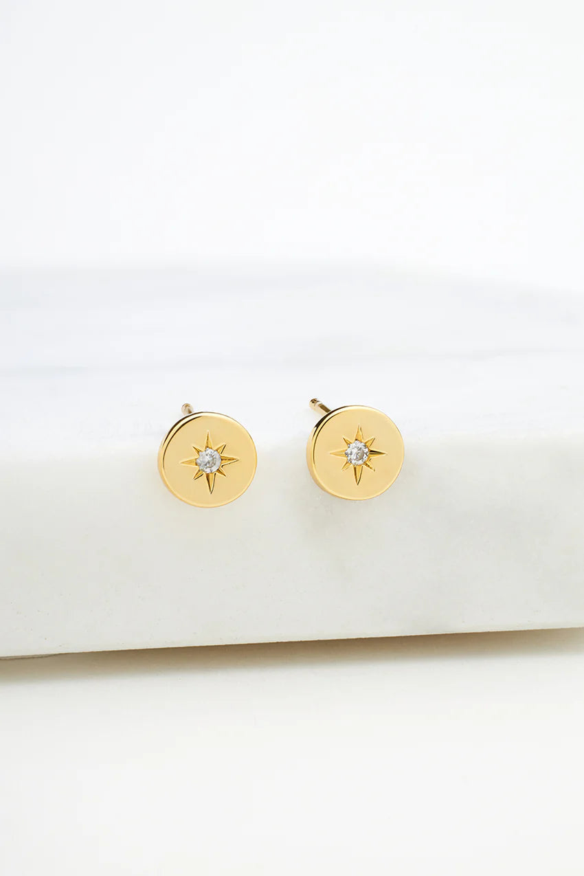 ZAFINO - Crystal Disk Stud Earring - Gold