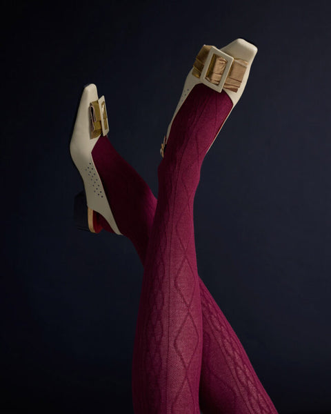 TIGHTOLOGY - Aran Cashmere Blend Tights – Claret