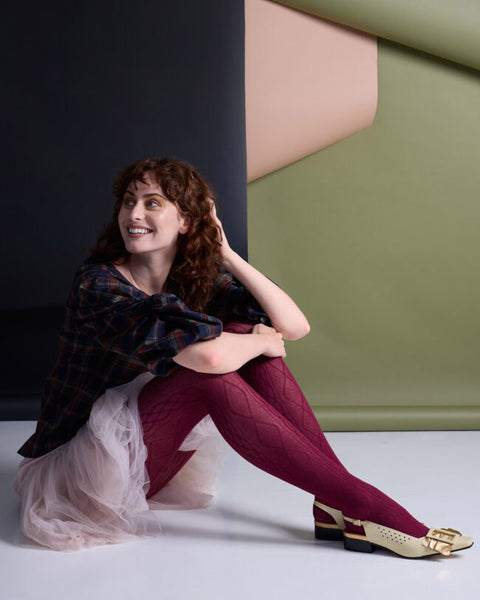 TIGHTOLOGY - Aran Cashmere Blend Tights – Claret