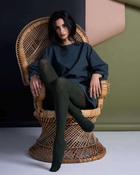 TIGHTOLOGY - Aran Cashmere Blend Tights – Green