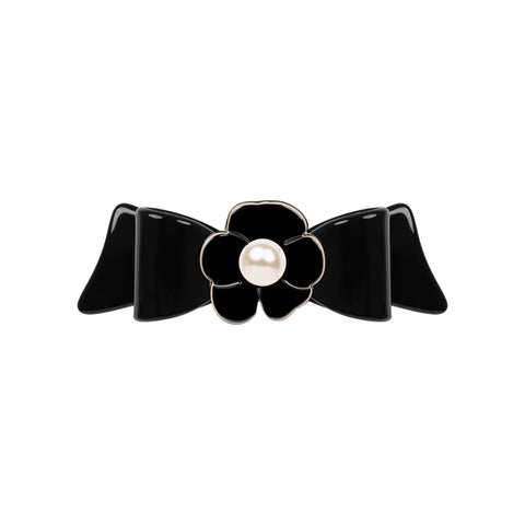 Paris Mode - Camellia Pearl Small Black Bow Hair Clip