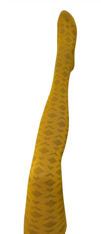 TIGHTOLOGY - Deco Merino Wool Tights - Mustard