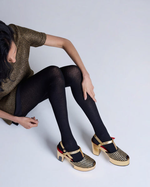 TIGHTOLOGY - Herringbone Merino Wool Tights – Black