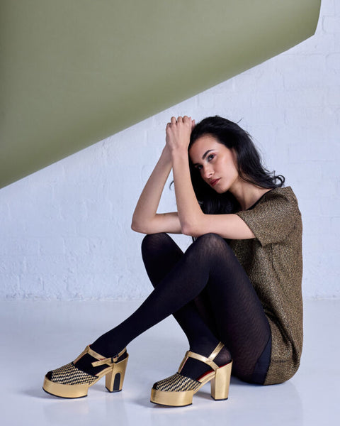TIGHTOLOGY - Herringbone Merino Wool Tights – Black