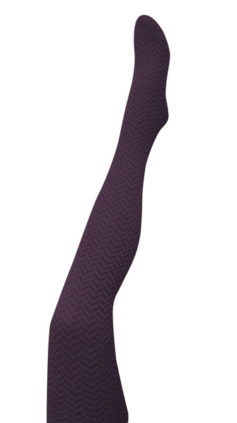 TIGHTOLOGY - Herringbone Merino Wool Tights – Plum