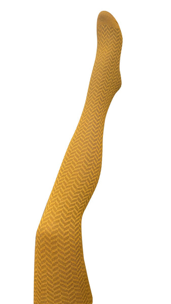 TIGHTOLOGY - Herringbone Merino Wool Tights – Mustard