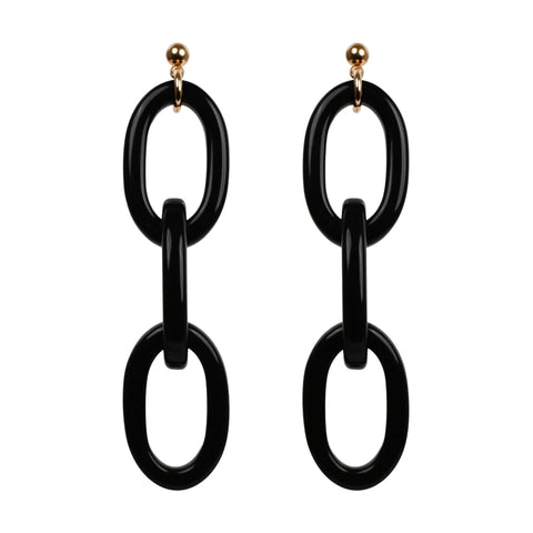 Paris Mode - Chain Black Stud Earrings