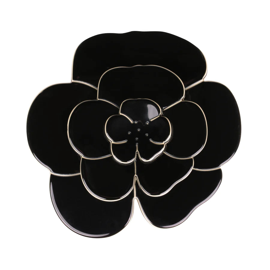 Paris Mode - Camellia Large Black Brooch