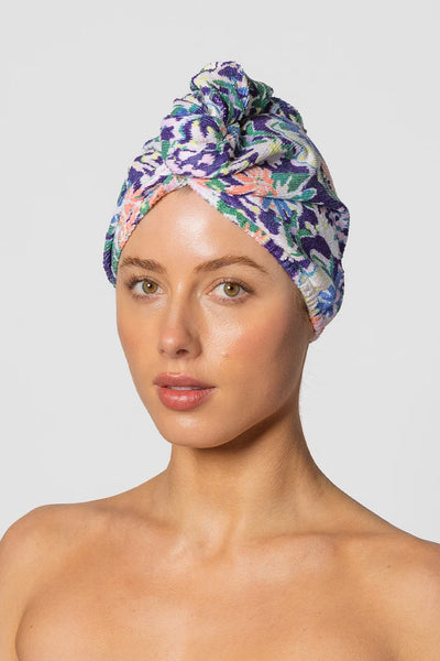 LOUVELLE - RIVA Hair Towel Wrap - Floral Ikat