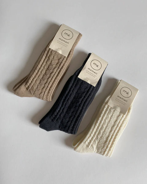 Memeri - wool cotton cable socks