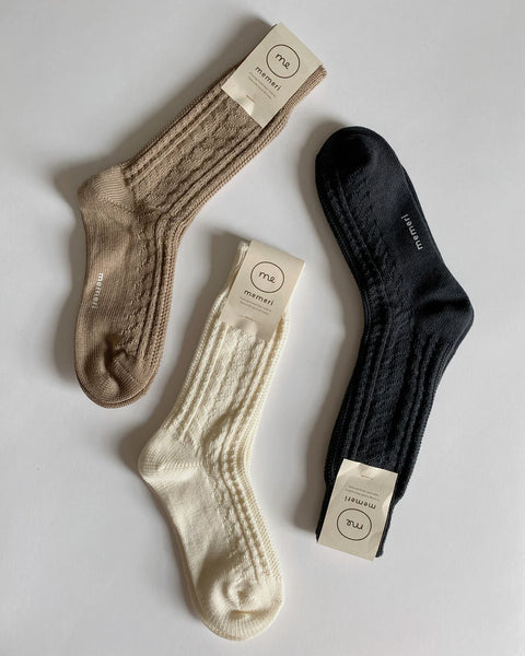 Memeri - wool cotton cable socks