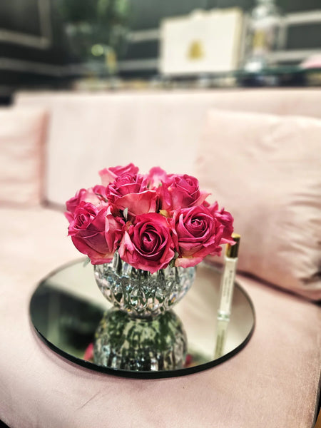 COTE NOIRE - LUXURY ROUND 13 ROSE BUDS BOUQUET IN MAGENTA