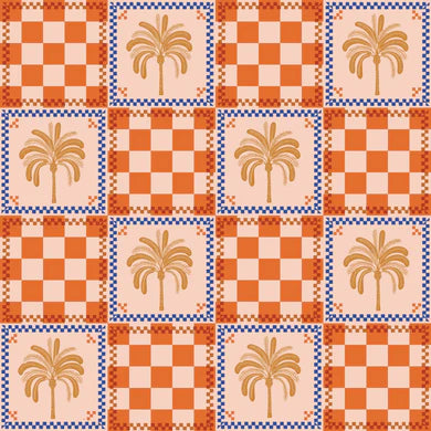 LOUVELLE - DAHLIA Shower Cap - Orange Palm Check