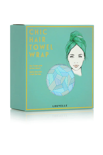 LOUVELLE - RIVA Hair Towel Wrap - Aqua Stripe