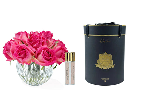 COTE NOIRE - LUXURY ROUND 13 ROSE BUDS BOUQUET IN MAGENTA