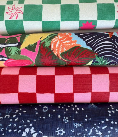 LOUVELLE - Printed Scrunchies - Blue/Red