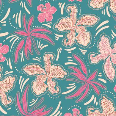 LOUVELLE - AMELIE shower cap - Teal Hibiscus