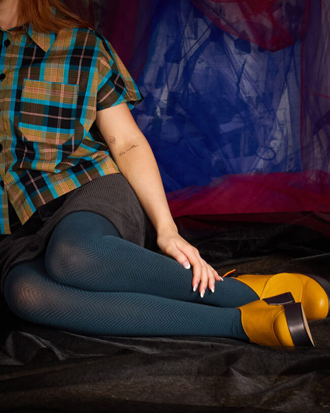 TIGHTOLOGY - Weave Organic Cotton Tights - Blue