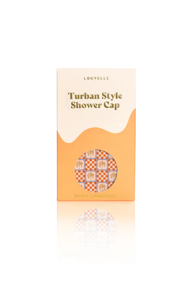 LOUVELLE - DAHLIA Shower Cap - Orange Palm Check