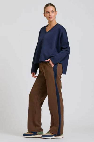 EST - The Lola Pant - Chocolate With Navy Stripe