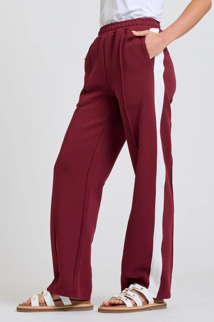 Shirty - The Lola Pant - Plum With Ivory Stripe