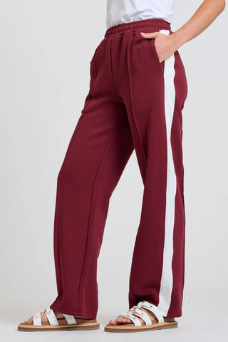 Shirty - The Lola Pant - Plum With Ivory Stripe