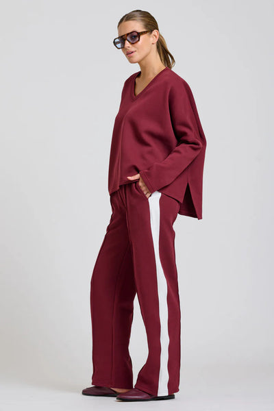 Shirty - The Lola Pant - Plum With Ivory Stripe