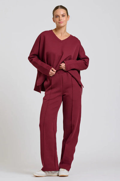 Shirty - The Lola Pant - Plum With Ivory Stripe
