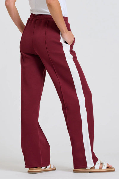 Shirty - The Lola Pant - Plum With Ivory Stripe
