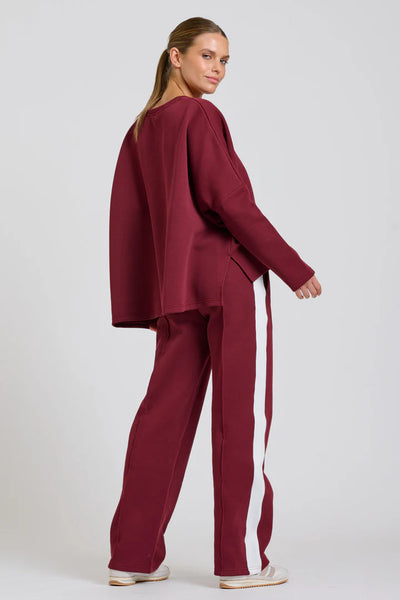 Shirty - The Lola Pant - Plum With Ivory Stripe