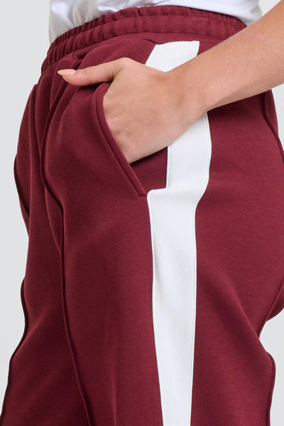 Shirty - The Lola Pant - Plum With Ivory Stripe
