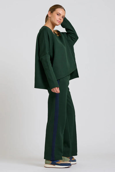 Shirty - The Lola Pant - Racing Green With Navy Stripe